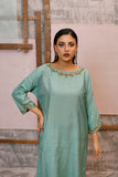 Classic Mint green Hand-Embroidered stitched