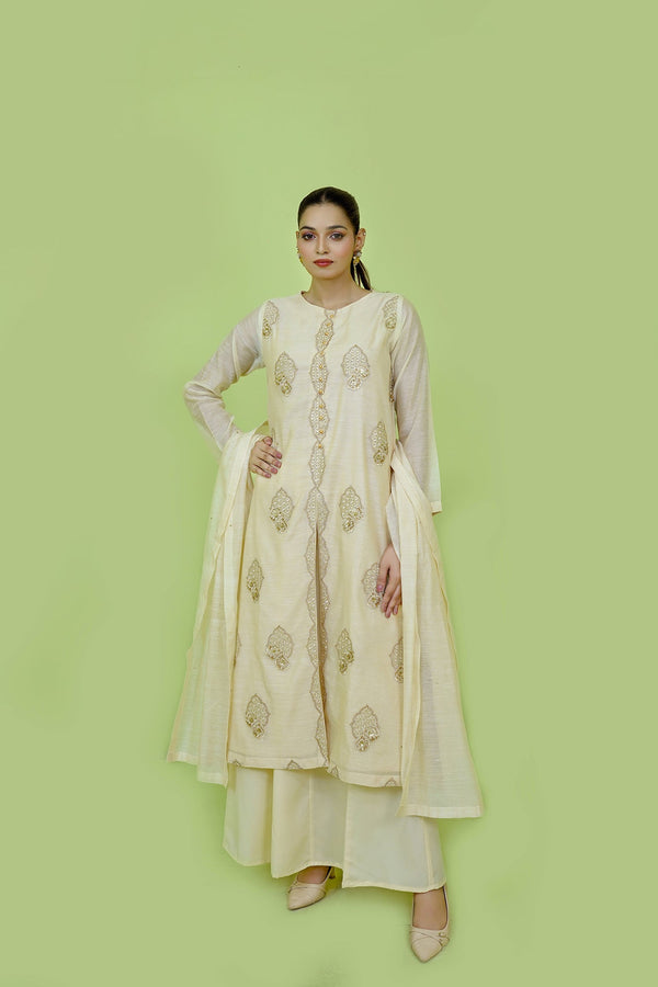 Beige Embroidered 3-Piece Set Sheep