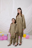 Dark Beige Embellished Katan Silk Set