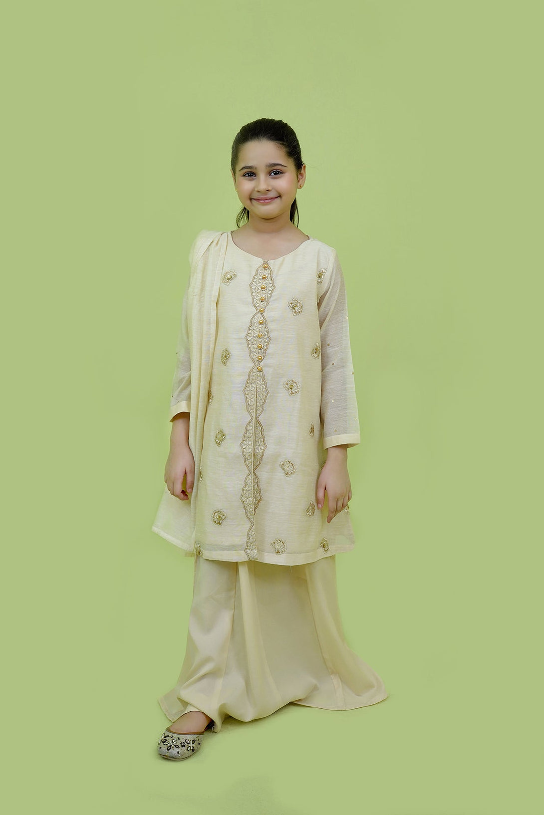 Beige Embroidered 3-Piece Set Sheep