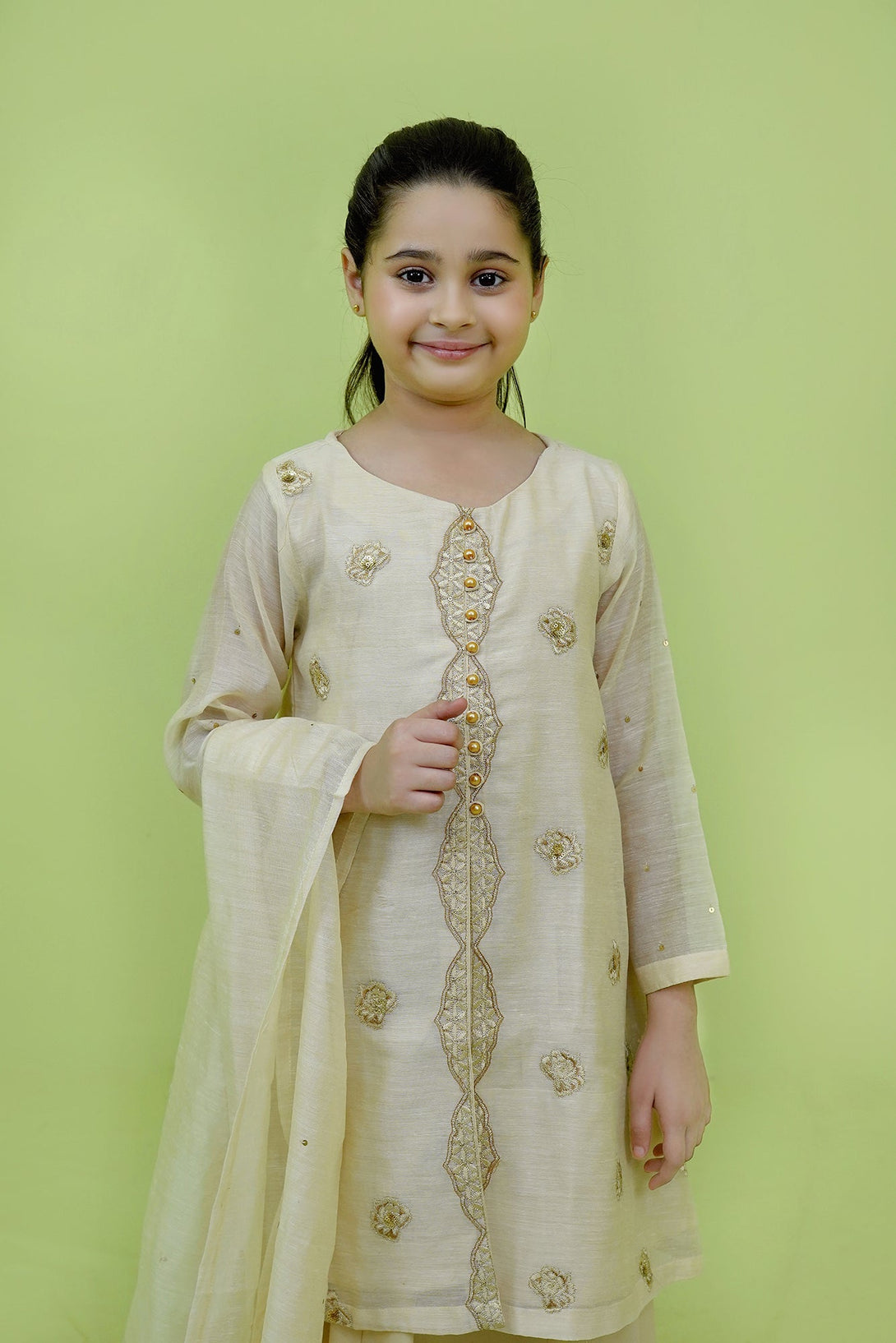 Beige Embroidered 3-Piece Set Sheep