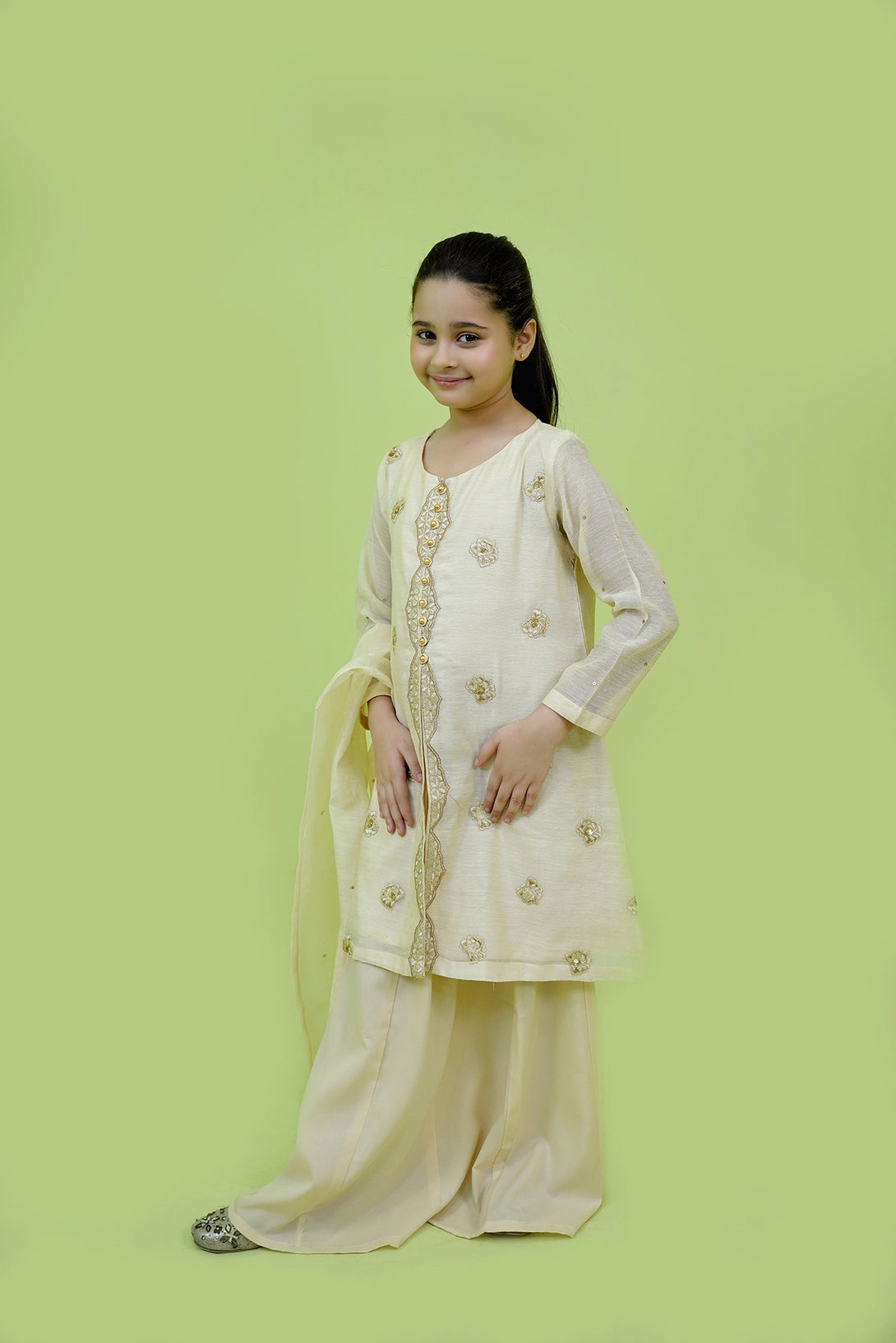 Beige Embroidered 3-Piece Set Sheep