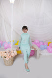 Aqua Embroidered Chiffon