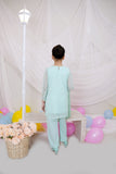 Aqua Embroidered Chiffon