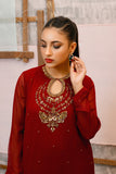 Classic Maroon Embroidered stitched 3-piece