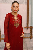 Classic Maroon Embroidered stitched 3-piece