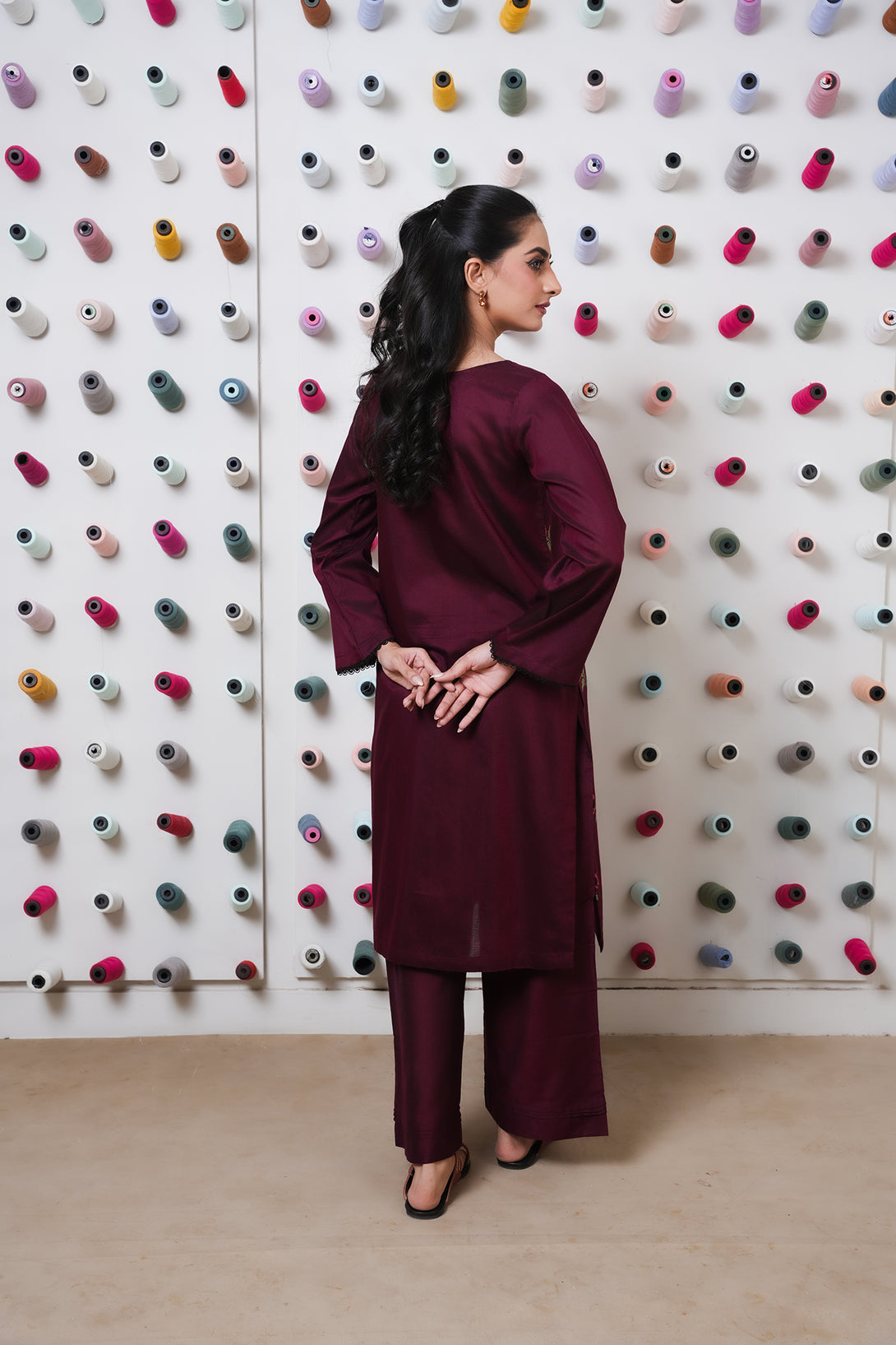 Clasasic Maroon Embroidered stitched 2 piece - Sheep