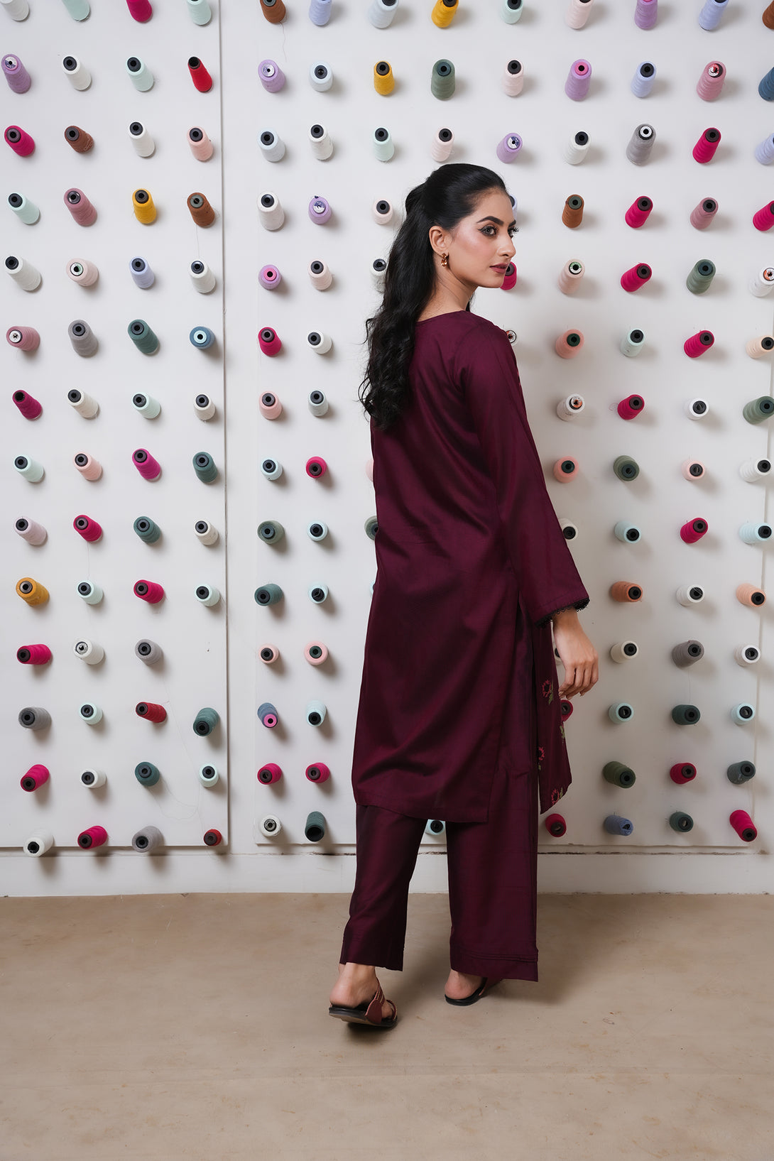 Clasasic Maroon Embroidered stitched 2 piece - Sheep
