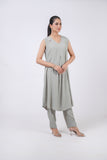 Classic Ash Grey Embroidered stitched 3-piece