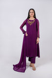 Aegean PURPLE Hand-Embellished Chiffon 3 Piece stitched