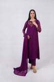 Aegean PURPLE Hand-Embellished Chiffon 3 Piece stitched