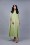 Green Hand-Embellished Chiffon Cape Set