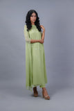 Green Hand-Embellished Chiffon Cape Set