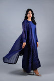 Navy Blue Embroidered Chiffon Gown Set