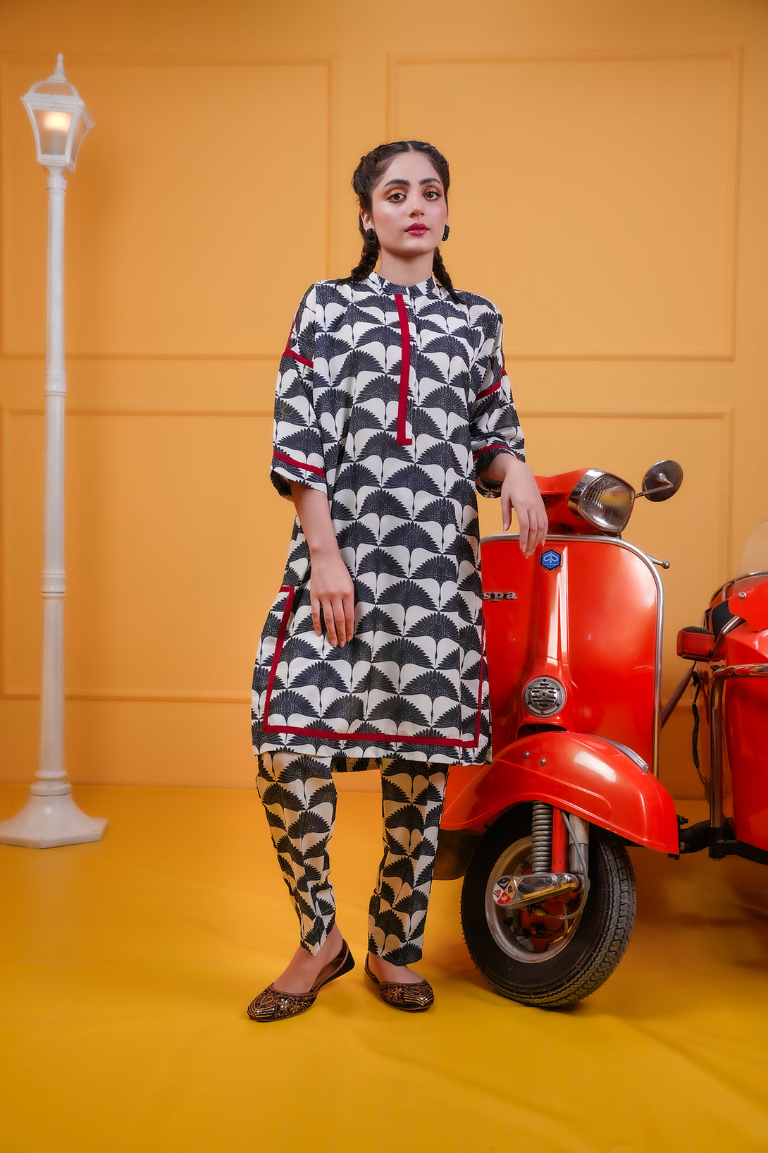 Chic Black and Red Printed Co-ord Set - Sheep