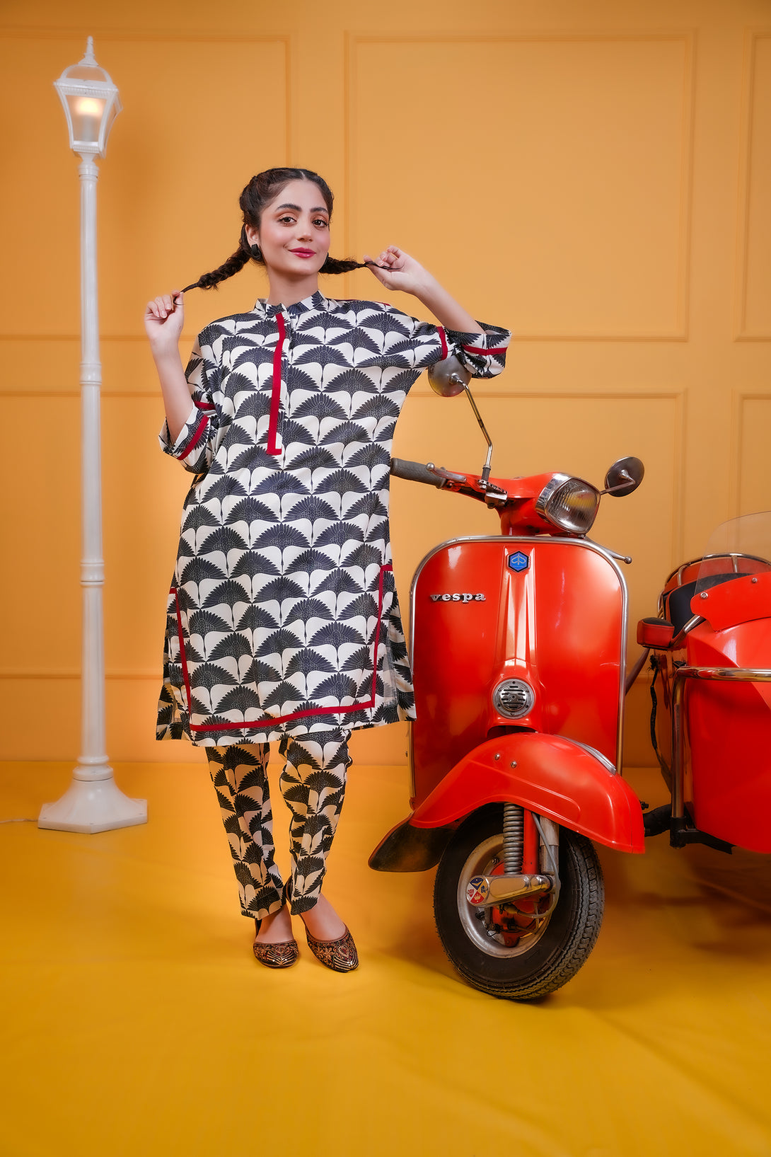 Chic Black and Red Printed Co-ord Set - Sheep