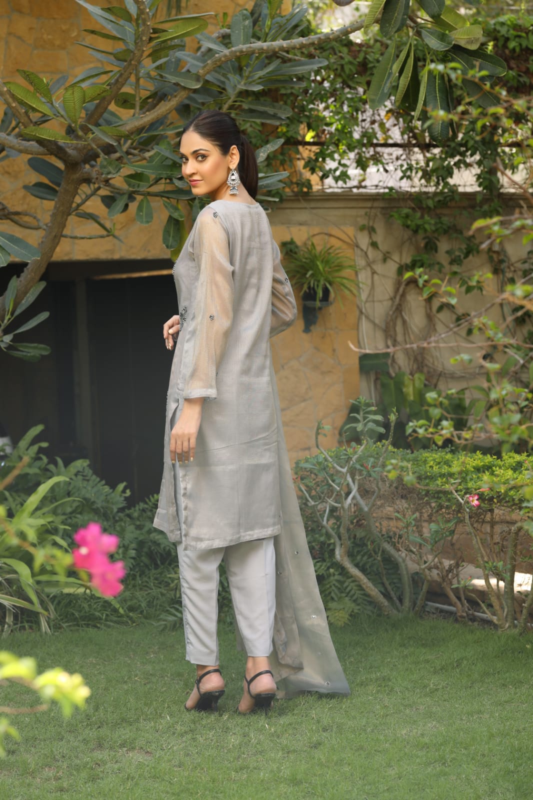 Sabina Hand Embellished shirt with pants & dupatta 3-Piece Stitched - Sheep