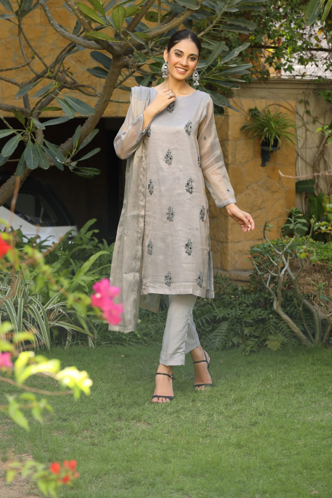 Sabina Hand Embellished shirt with pants & dupatta 3-Piece Stitched - Sheep