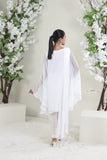 Dove Hand Embellished poncho with pants & dupatta