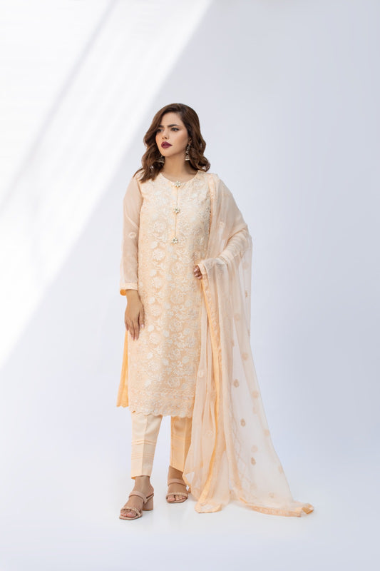 Ava Embroider shirt with pants & dupatta 3-Piece Stitched