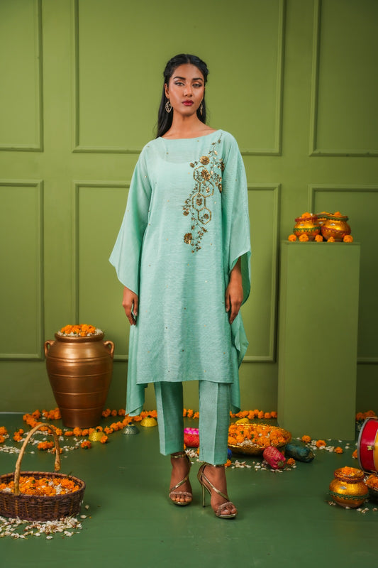 Elegance - Mint Green Kaftan Set