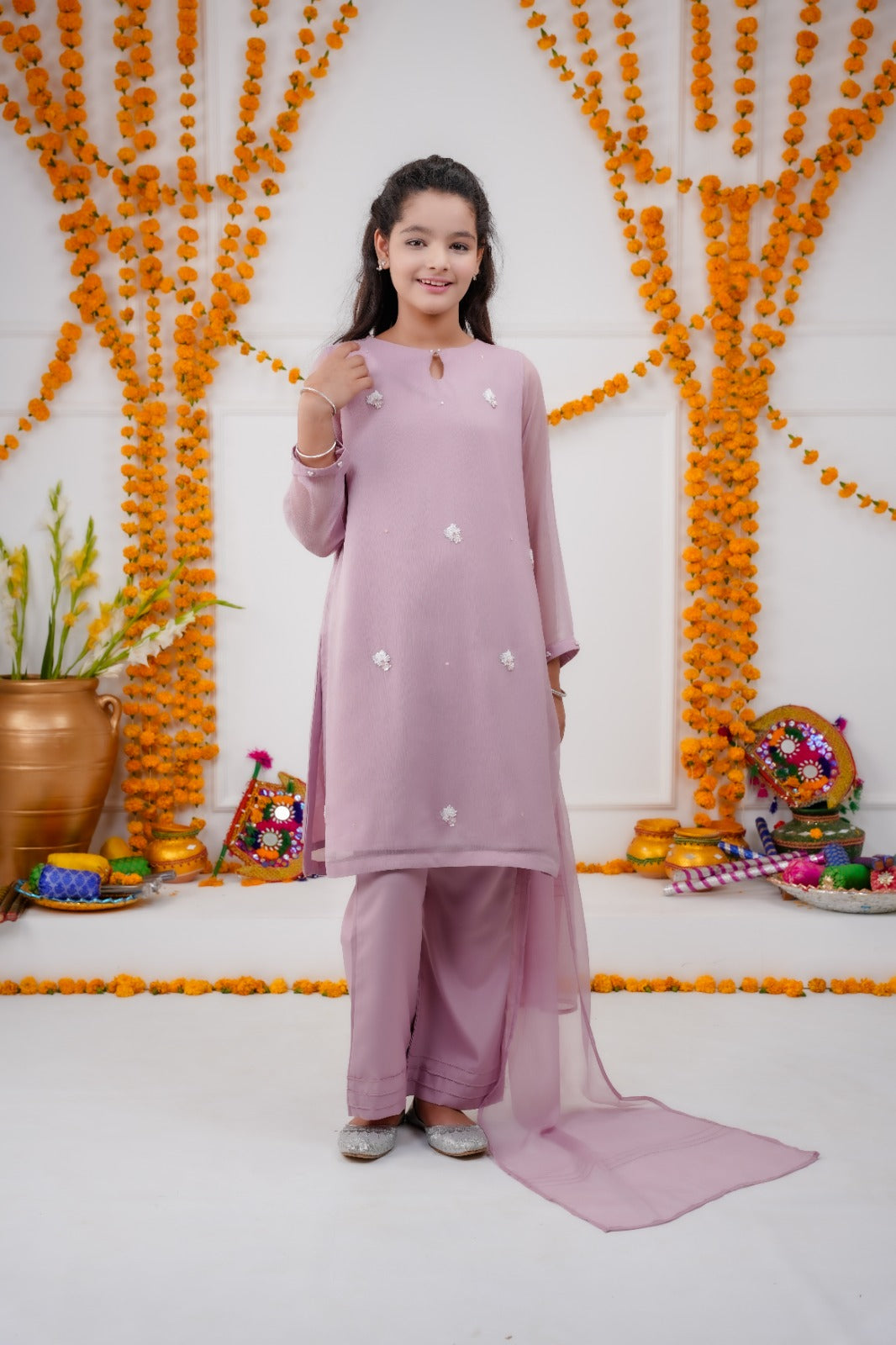 Elegant in Light Mauve - Kids Keyhole Neckline Ensemble - Sheep