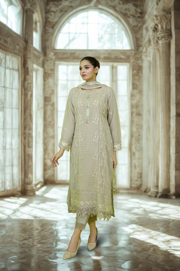Classic Fawn Embroidered stitched 3-piece Sheep