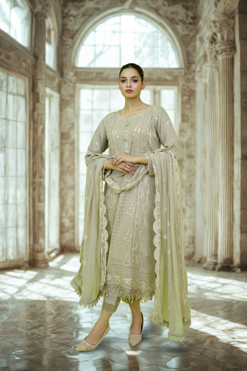 Classic Fawn Embroidered stitched 3-piece Sheep