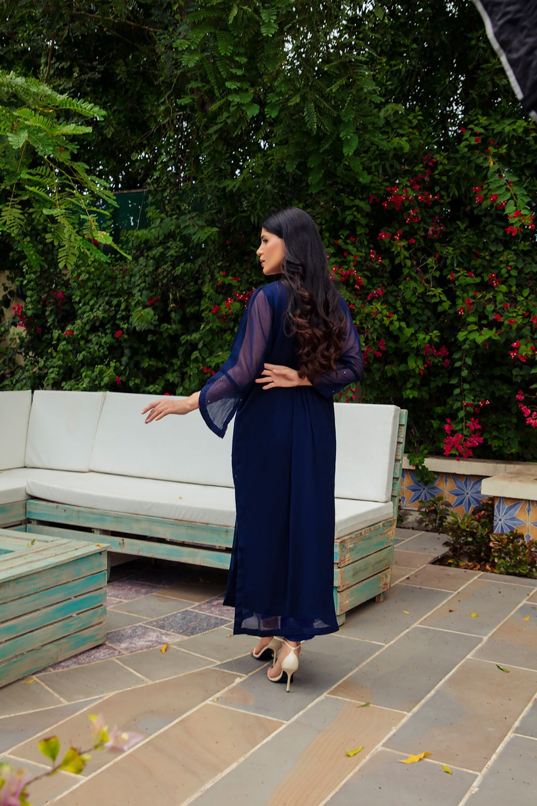 1-Piece Stitched Navy Blue Hand Embroidered Sheep