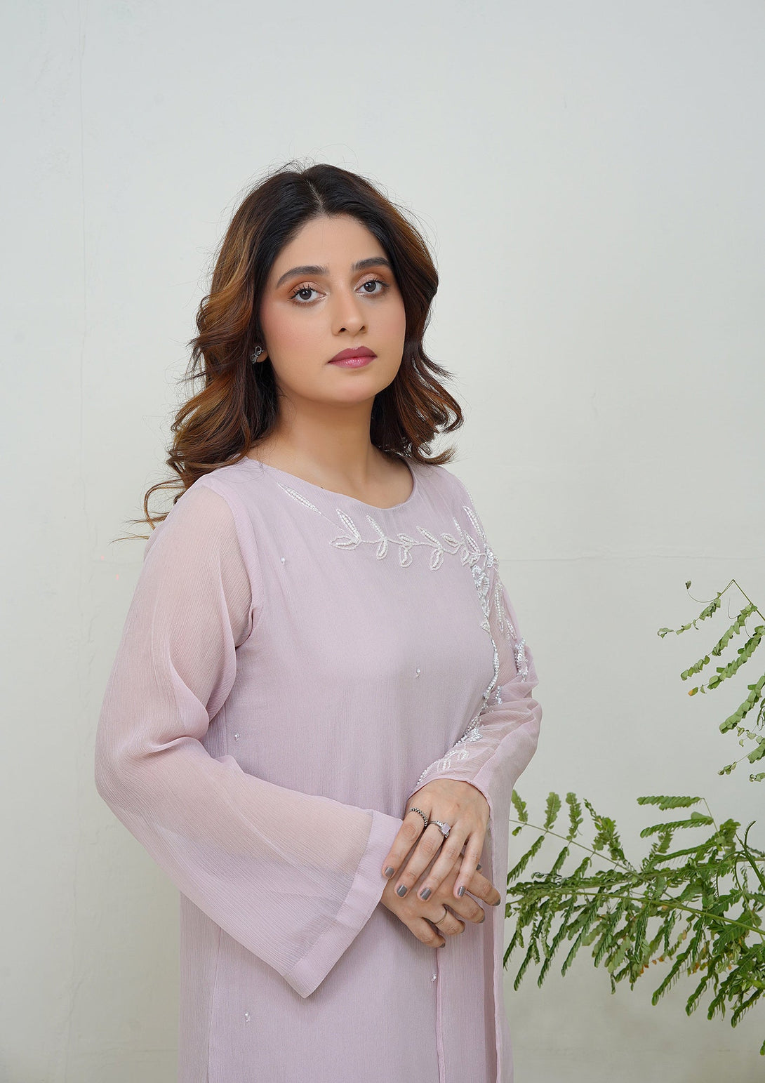 2-Piece Stitched Timeless Tea-Pink Embroidered adda Sheep