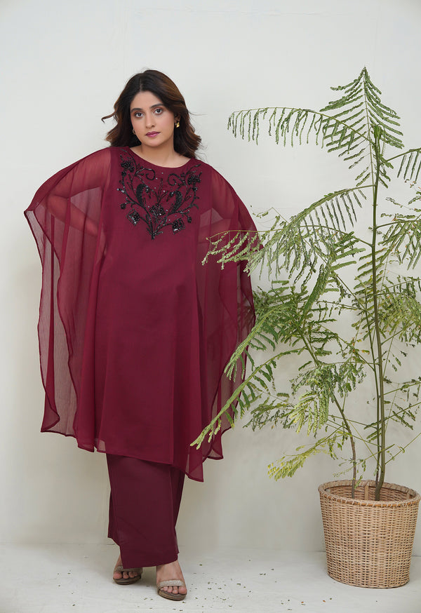 2-Piece Stitched Timeless Maroon Embroidered adda Sheep