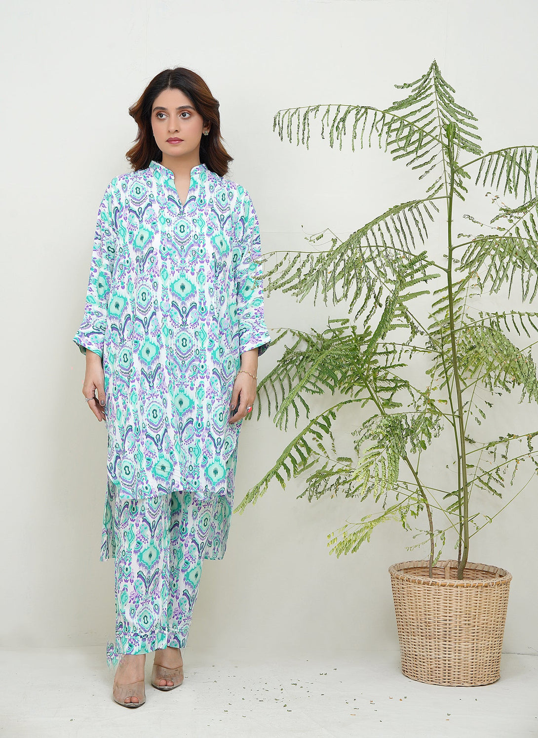 2-piece stitched Aqua printed Sheep