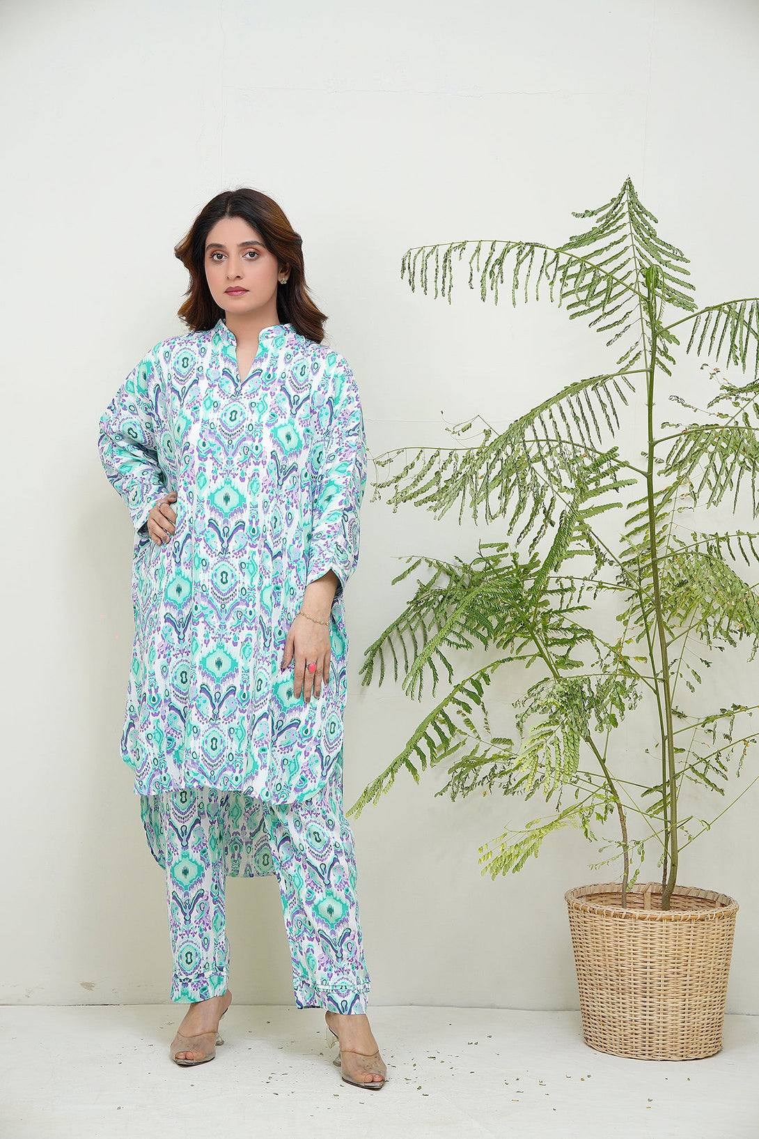 2-piece stitched Aqua printed Sheep