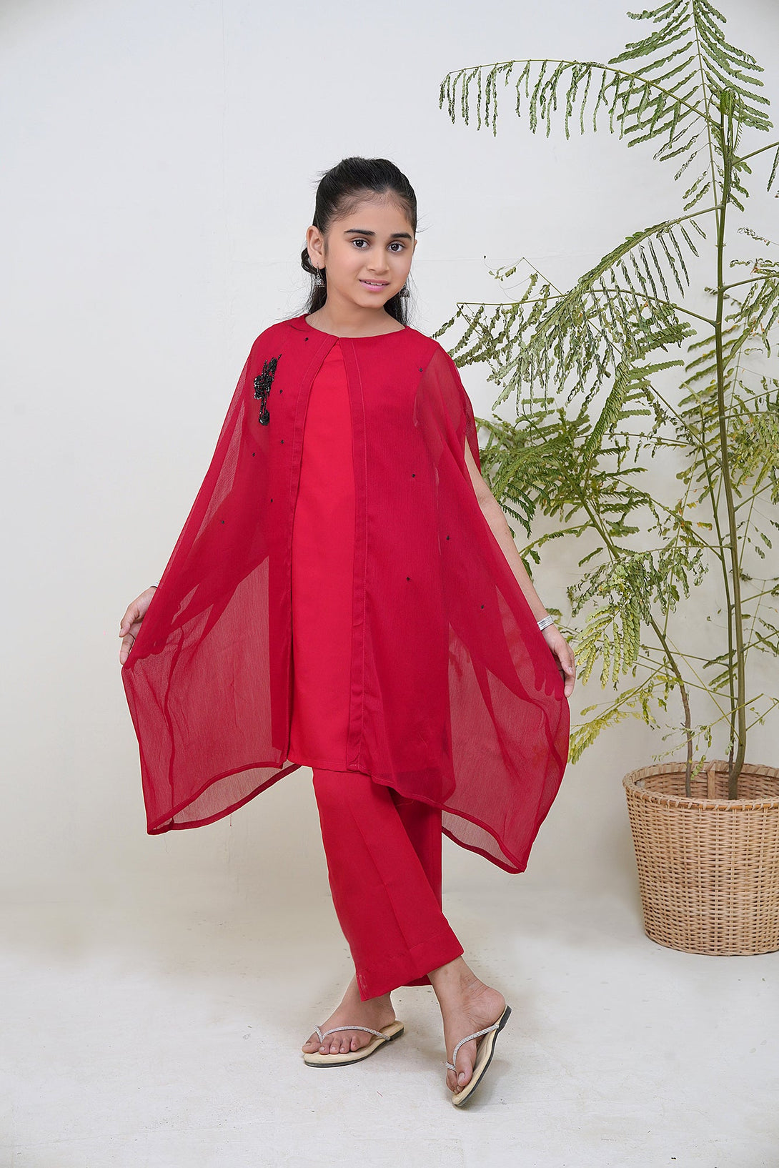 2-Piece Set RED hand-Embroidered Sheep
