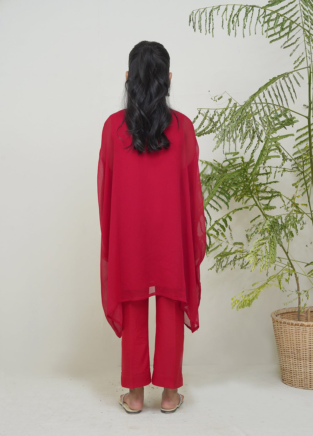 2-Piece Set RED hand-Embroidered Sheep