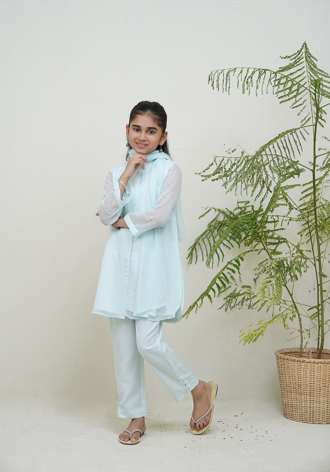 3-Piece Set Chambray  Embroidered Sheep