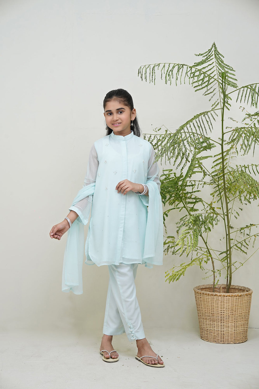 3-Piece Set Chambray  Embroidered Sheep