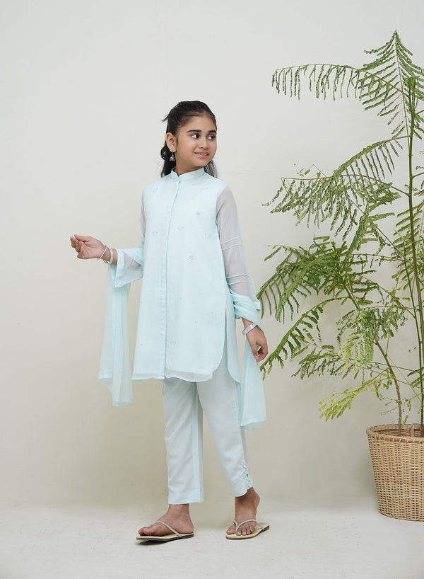 3-Piece Set Chambray  Embroidered Sheep