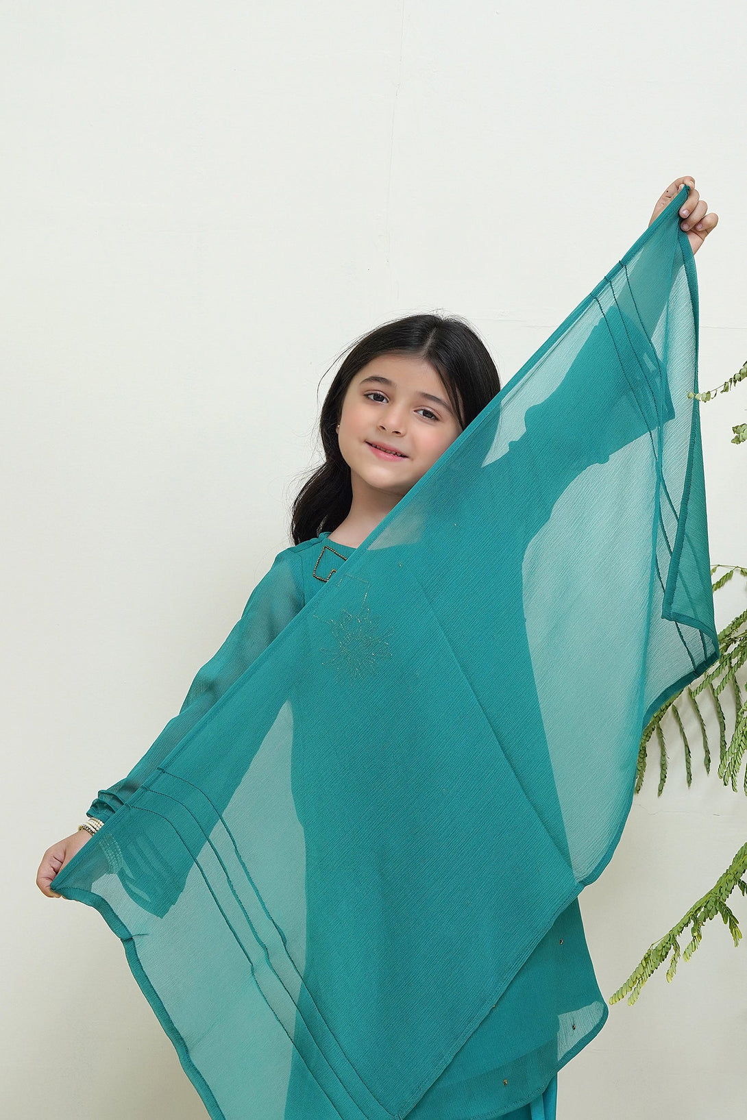 3-Piece Set Sea Green Embroidered Adda Sheep