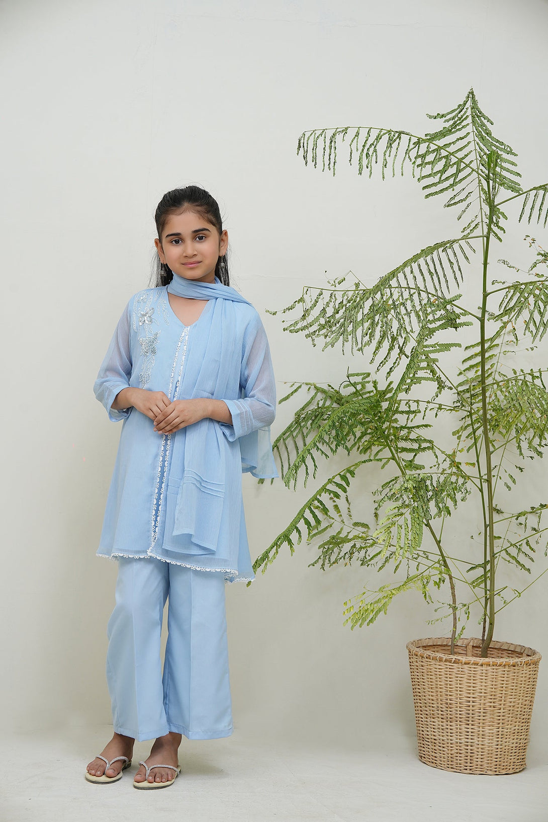 3-Piece Set Chambray  Embroidered Sheep