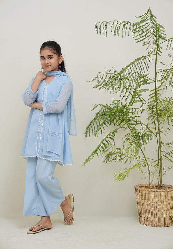 3-Piece Set Chambray  Embroidered Sheep