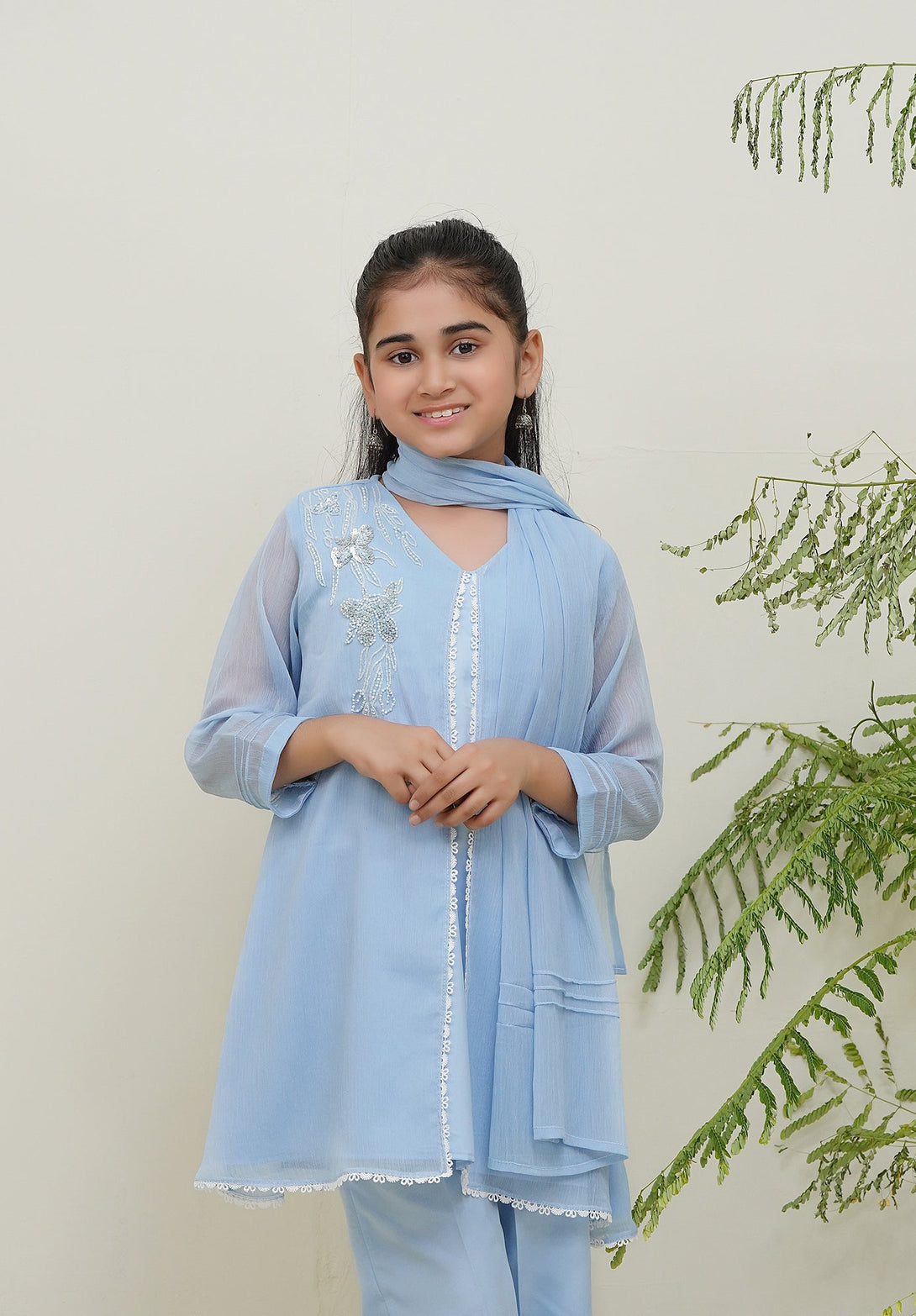 3-Piece Set Chambray  Embroidered Sheep