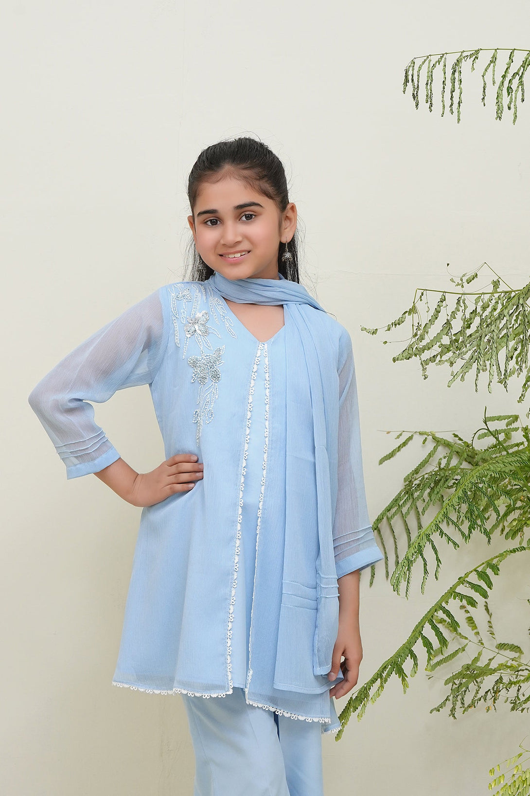 3-Piece Set Chambray  Embroidered Sheep