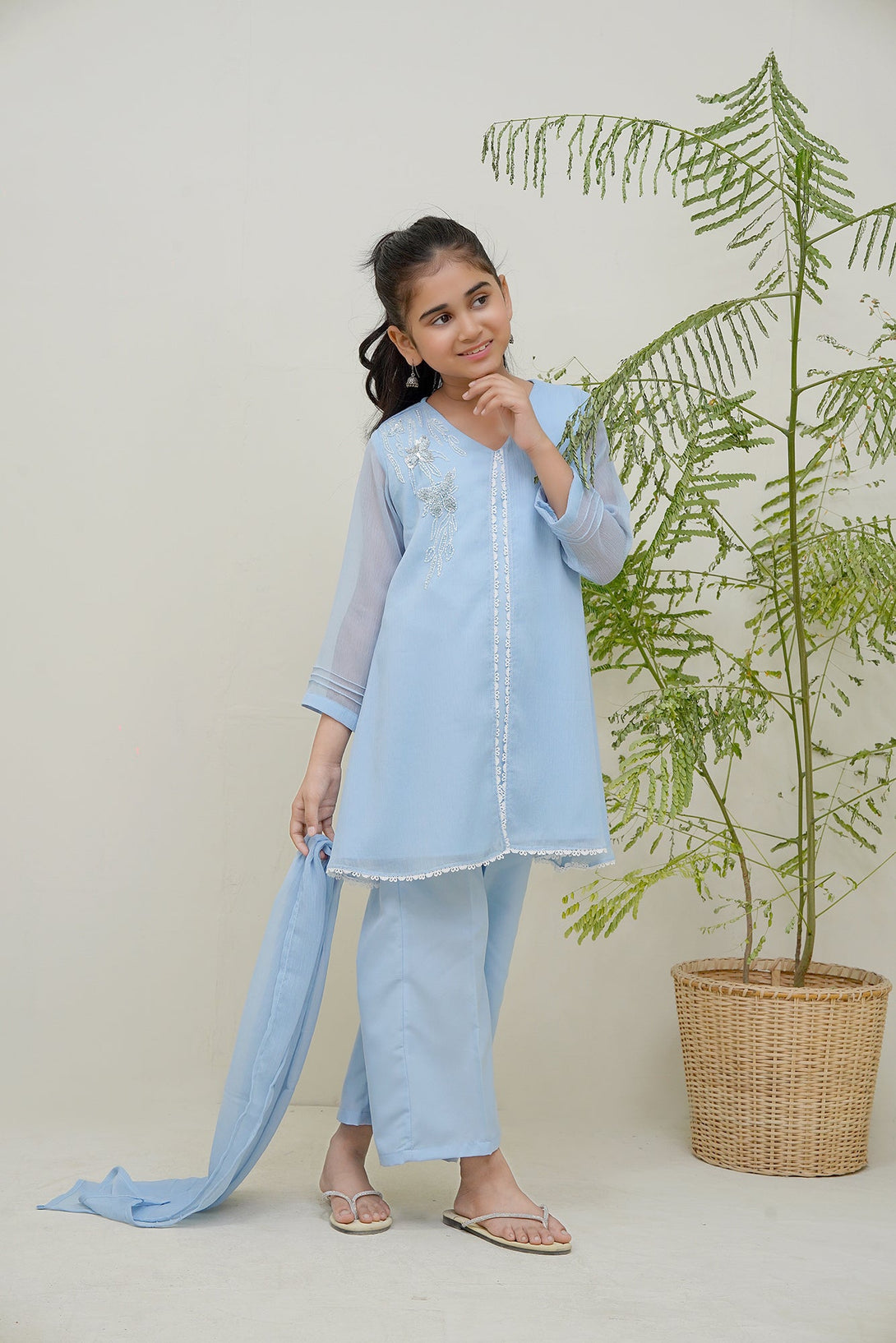 3-Piece Set Chambray  Embroidered Sheep