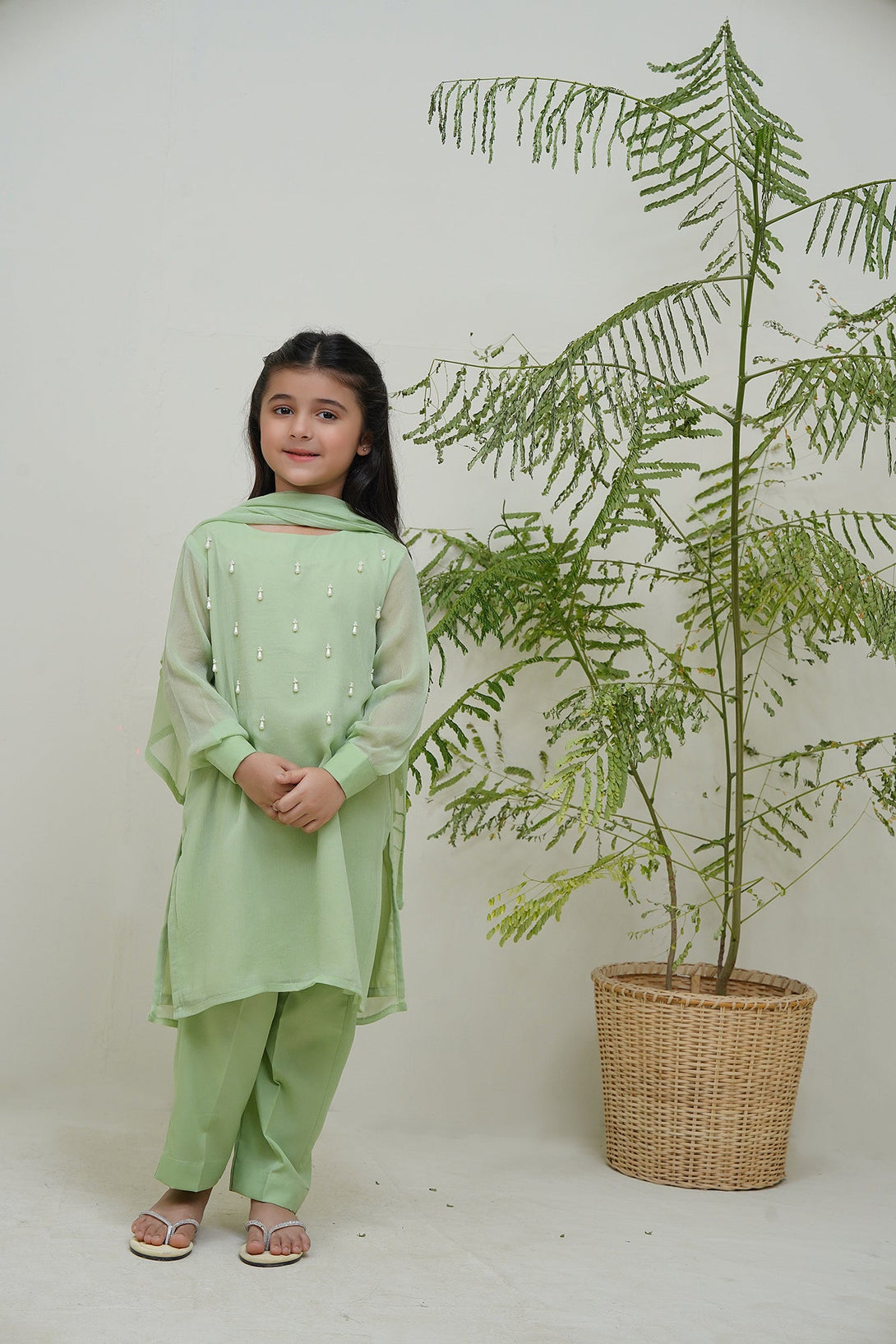 3-Piece Set Dhani Green HandEmbroidered Sheep