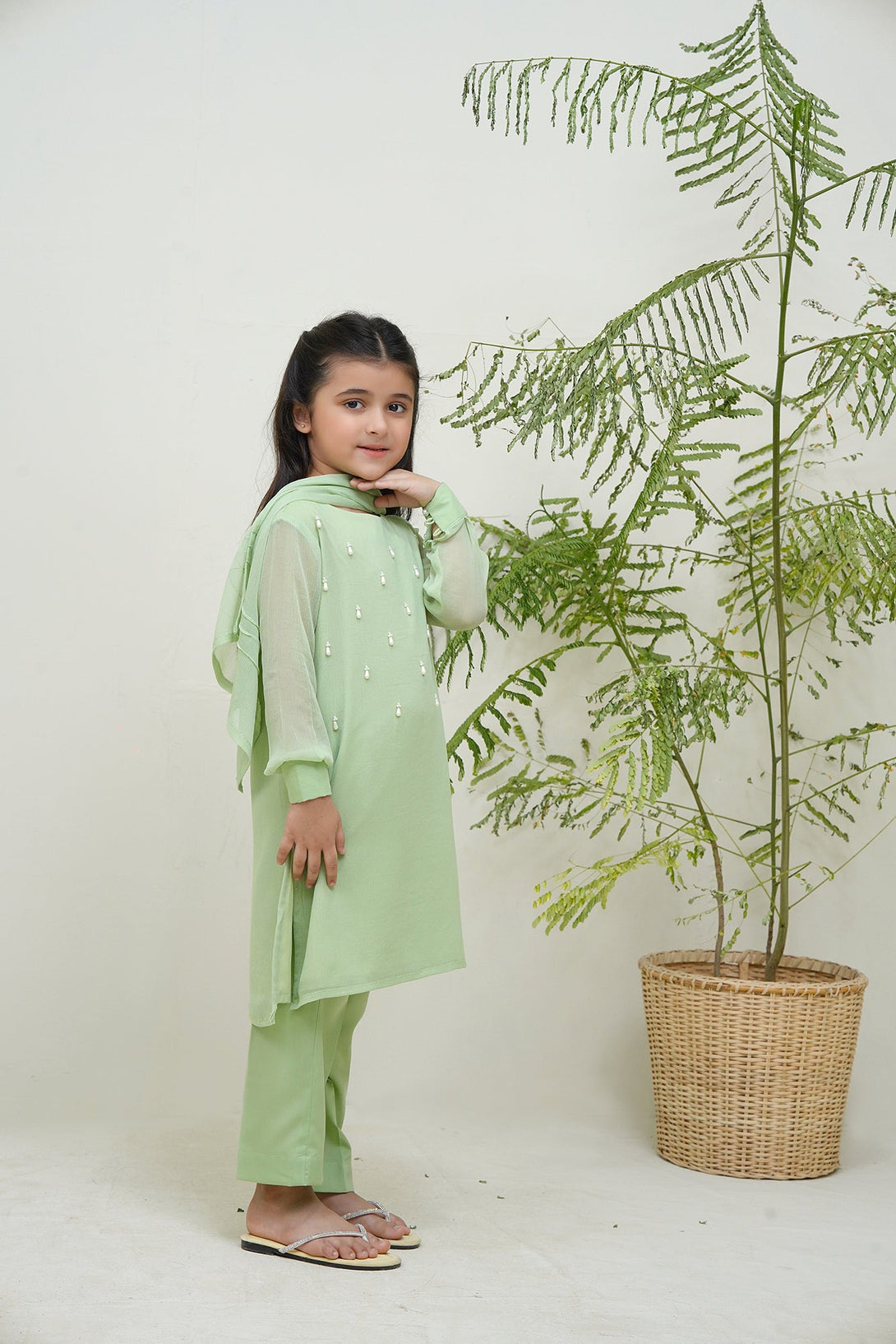 3-Piece Set Dhani Green HandEmbroidered Sheep