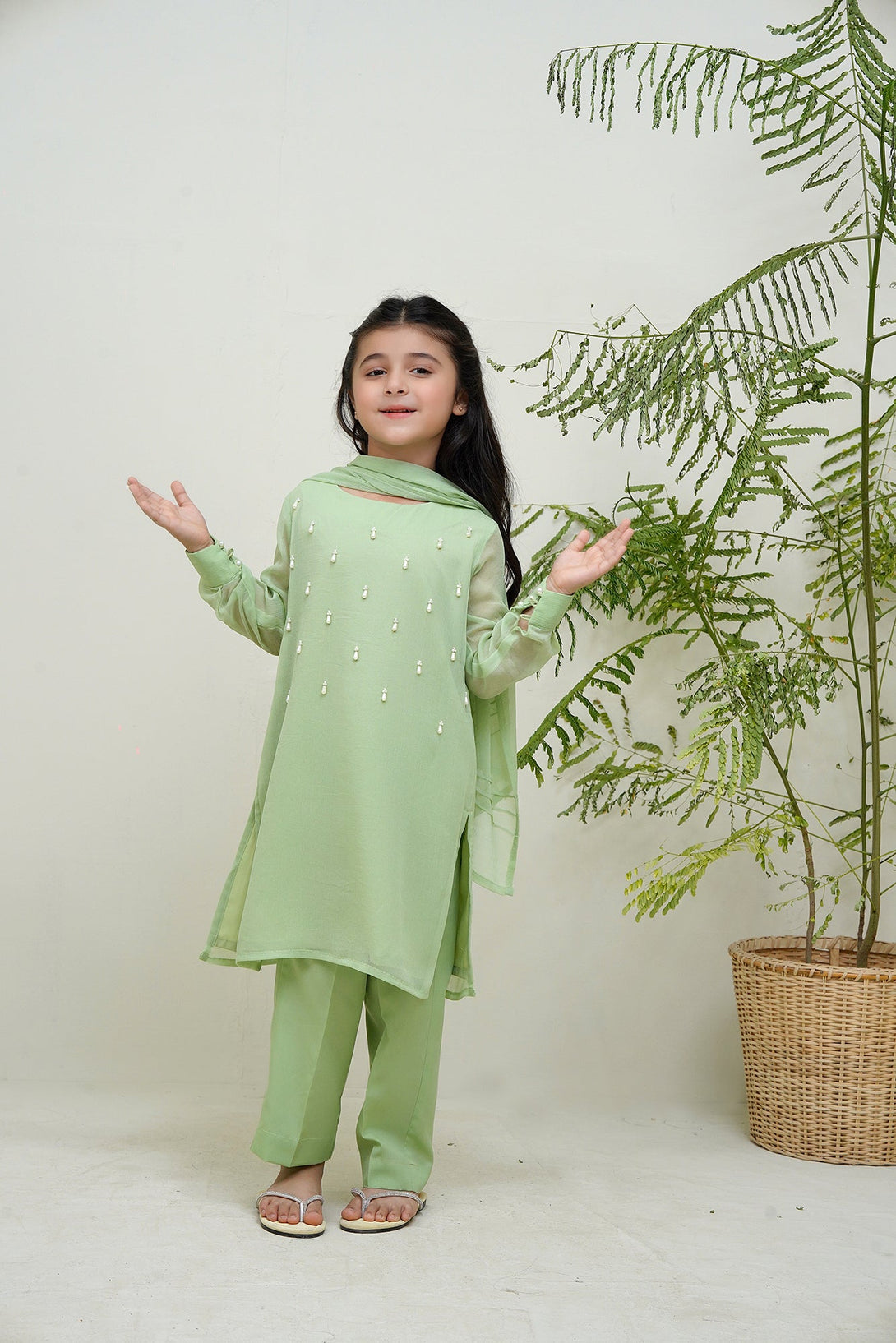 3-Piece Set Dhani Green HandEmbroidered Sheep