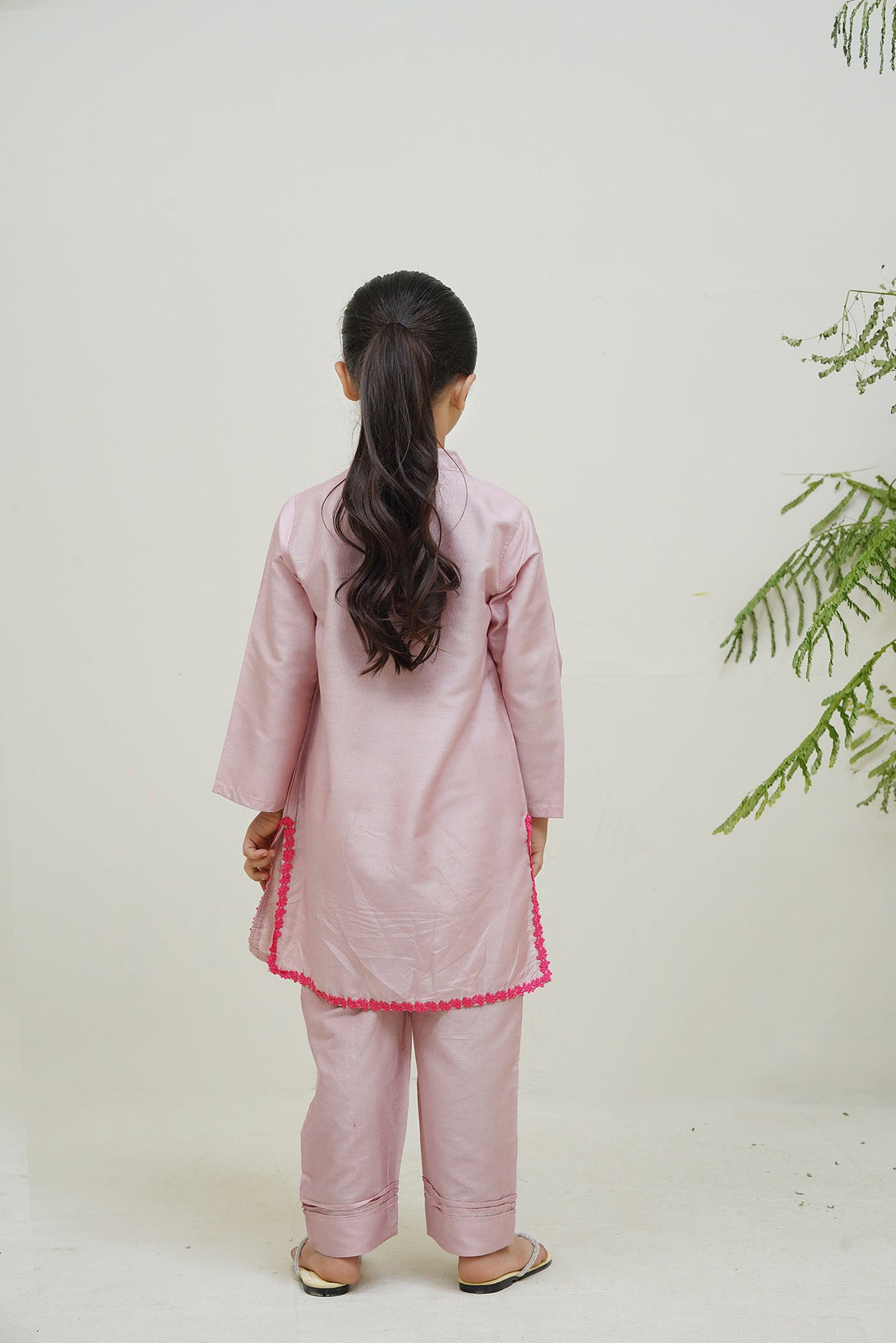2-Piece Set Pink Embroidered Adda Sheep