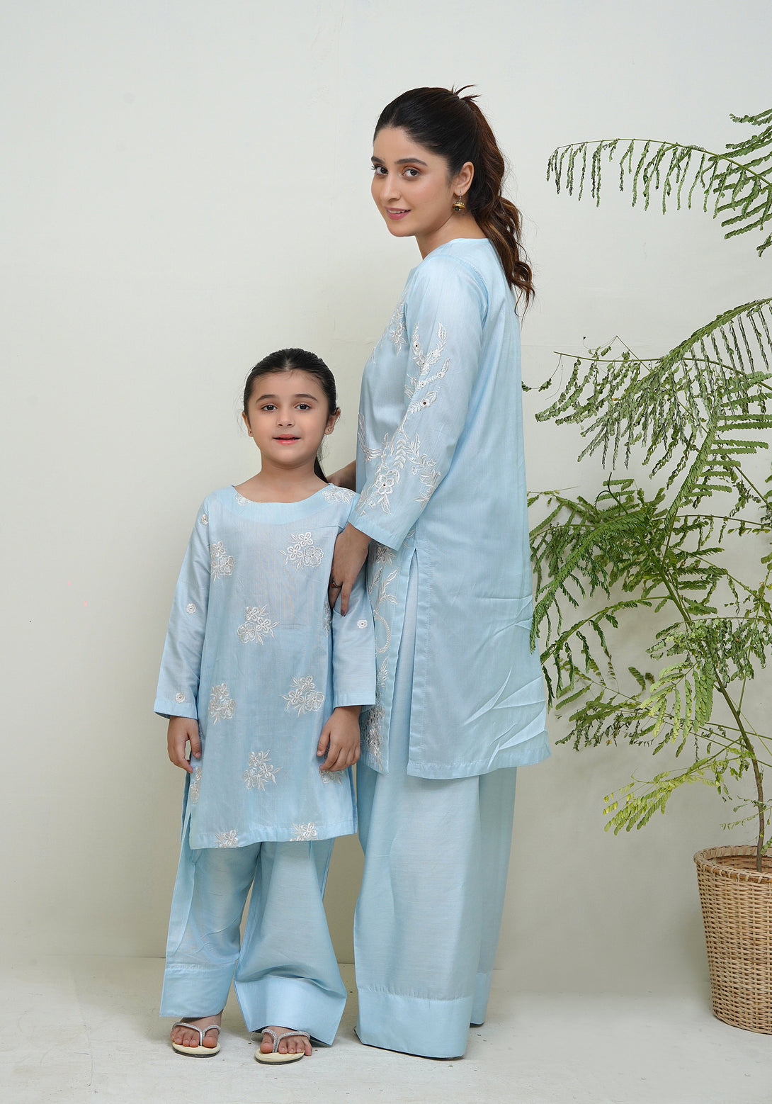 2-Piece Set chambray Blue  Embroidered Adda Sheep
