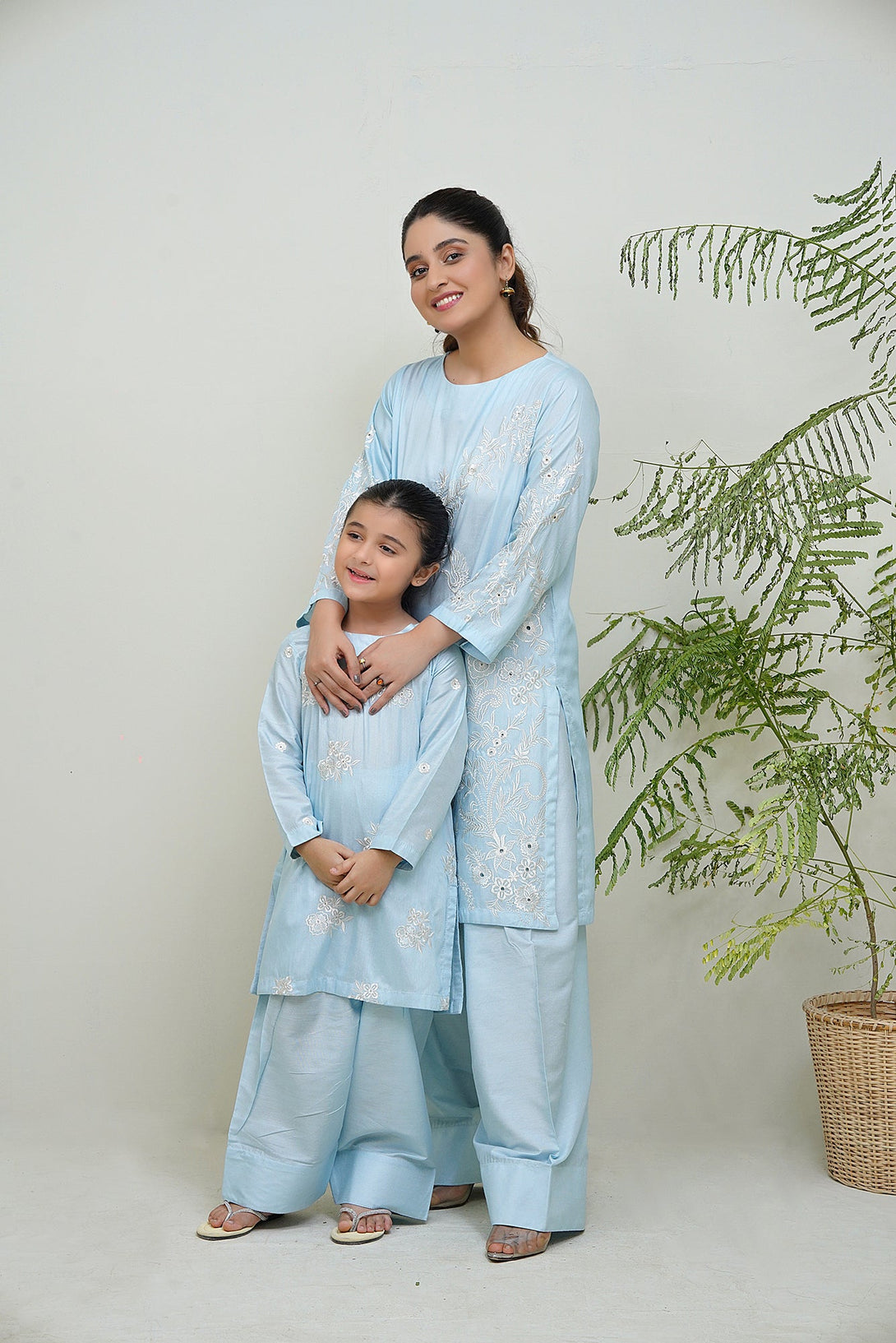 2-Piece Set chambray Blue  Embroidered Adda Sheep